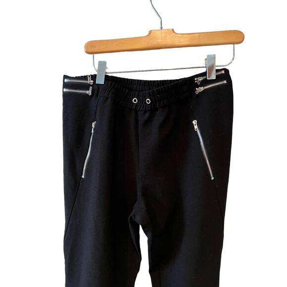 Neiman Marcus Edgy Moto Casual Black Jogger Pants Zipper Detail S - Picture 2 of 5